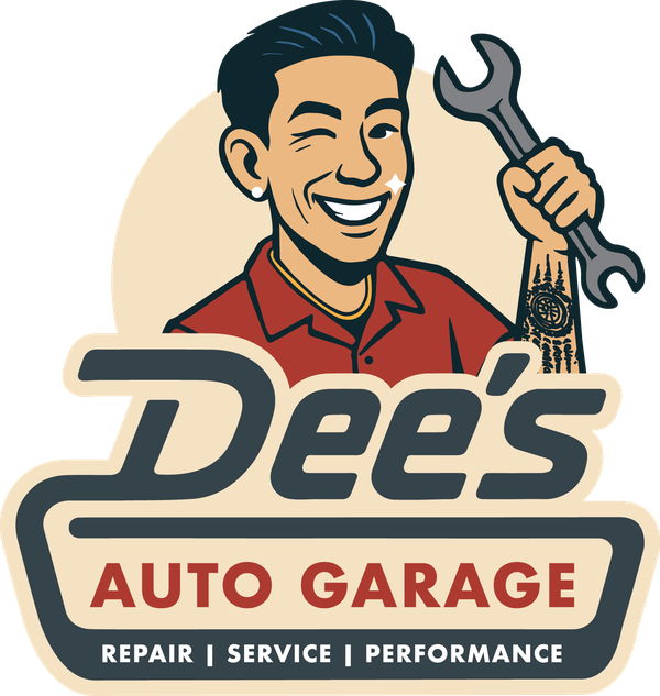 Primary logo: Dee with a wrench above the Dee's Auto Garage badge